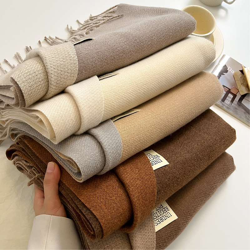 Shawl Wrap Winter - Двусторонний шарф из искусственного кашемира, теплый
