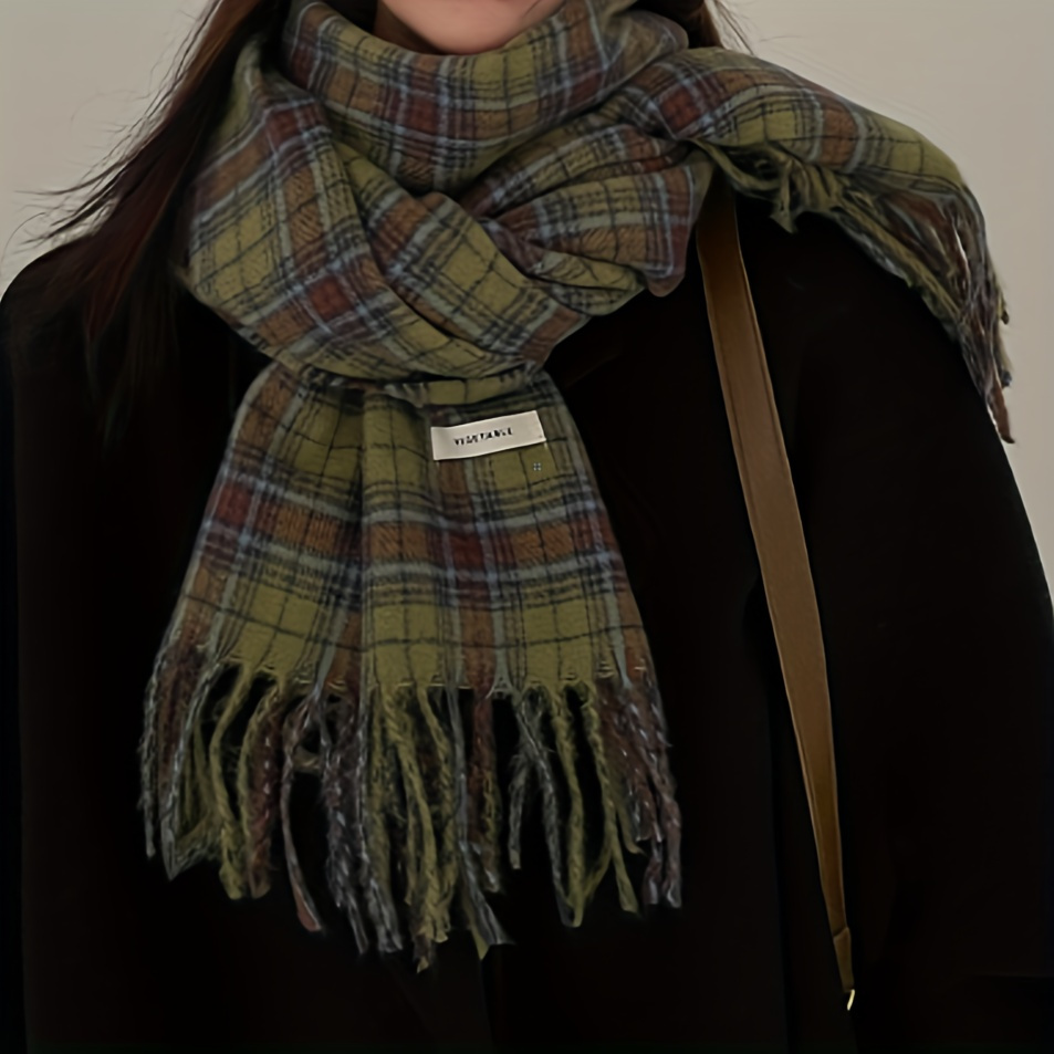 Винтажный зеленый клетчатый ша – обзор и цена Cashmere Pashmina Wrap