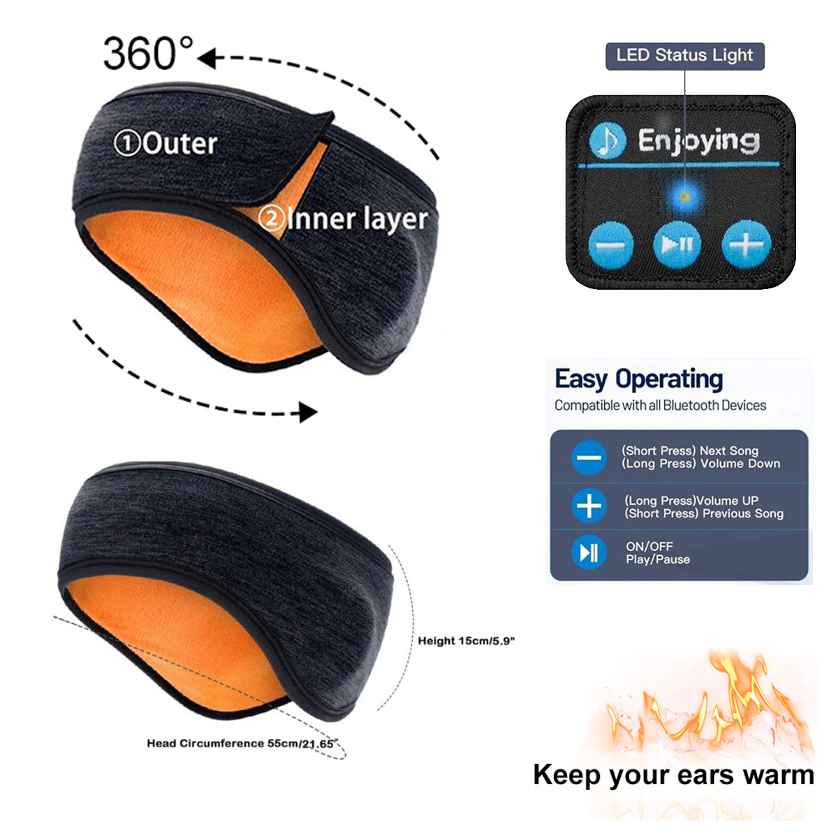 Беспроводные Bluetooth-наушник – обзор и цена Winter Headband Fleece